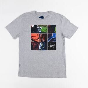 Reebok Men Above the Rim Basketball Collage Graphic T-Shirt Grey Size XL